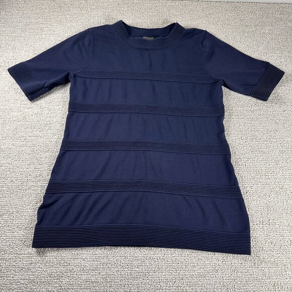 Pendleton Ribbed Short Sleeve Crew Neck Shirt Blue Women’s Size Large - Picture 1 of 6